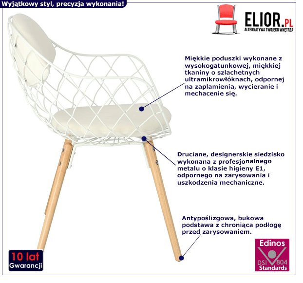 Skandynawskie krzesło Kenzic - białe