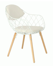 Druciane krzesło Palmi - białe + naturalne w sklepie Edinos.pl