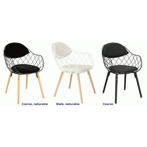 Zdjęcie druciane krzesło Kenzic czarne + naturalne | Edinos.pl