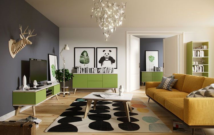 Regał w stylu skandynawskim w kolorze zielonym Ivon 6X