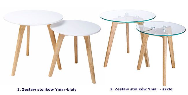 Produkt Zestaw dwóch okrągłych stolików Ymar - szklany blat - zdjęcie numer 2