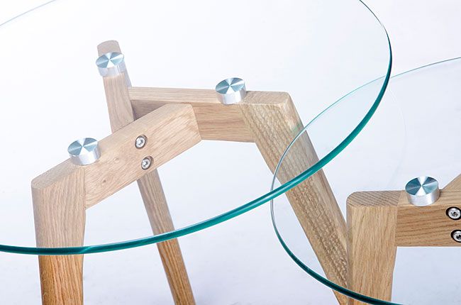 Produkt Zestaw dwóch okrągłych stolików Ymar - szklany blat - zdjęcie numer 4