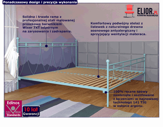 Podwójne łóżko metalowe Rosette 160x200