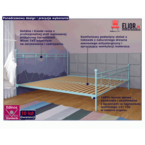 podwójne łóżko metalowe rosette infografika gif