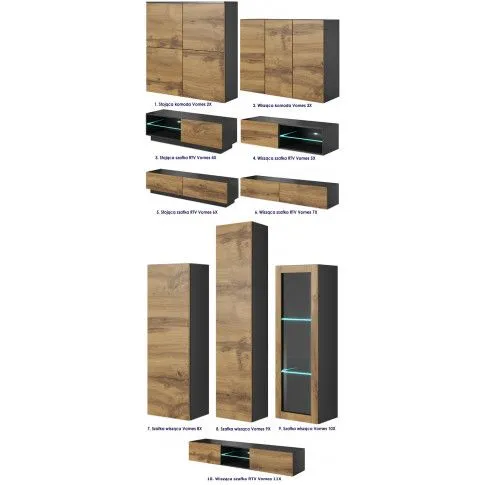 Szczegółowe zdjęcie nr 4 produktu Wisząca szafka RTV z oświetleniem Vitoria 5X - dąb wotan