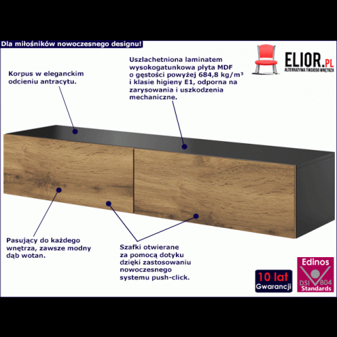 Fotografia Wisząca szafka RTV Vitoria 7X - dąb wotan z kategorii Szafki RTV