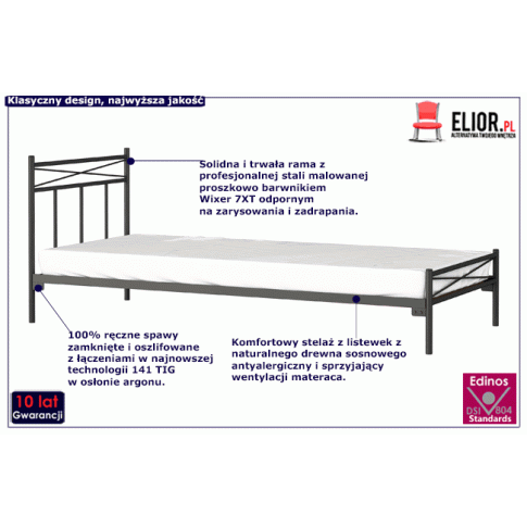 Fotografia Łóżko dwuosobowe metalowe Olvin 140x200 - 17 kolorów z kategorii Strona główna