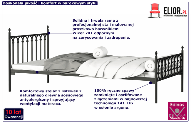 Metalowe łóżko ozdobne Marcile