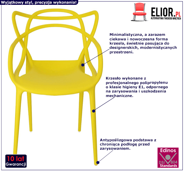 Żółte krzesło Wilmi - designerskie