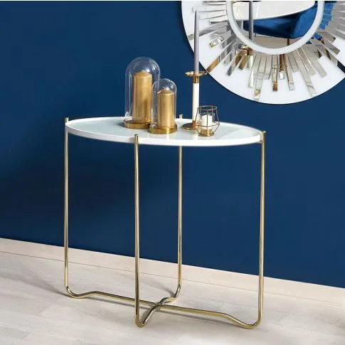 Szczegółowe zdjęcie nr 5 produktu Konsola w stylu glamour Denix - biały - złoty