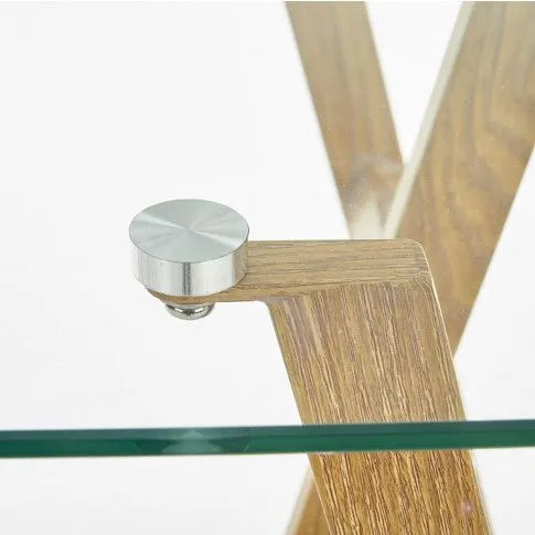 Szczegółowe zdjęcie nr 4 produktu Nowoczesne szklane biurko stolik Rekso - dąb miodowy