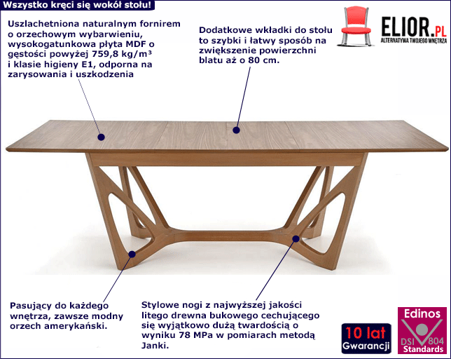 Stół rozkładany Bavaria orzech amerykański.
