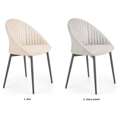 Szczegółowe zdjęcie nr 4 produktu Beżowe nowoczesne krzesło tapicerowane - Malika
