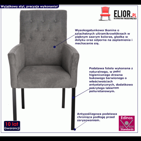 Fotografia Tapicerowany pikowany fotel Inix - szary z kategorii Strona główna