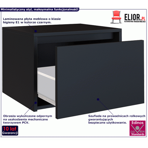 Fotografia Nowoczesna szafka nocna Invisa - czarna z kategorii Szafki