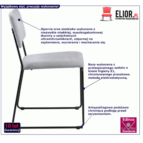 Fotografia Loftowe krzesło Kalen 2X - jasnoszare z kategorii Krzesła