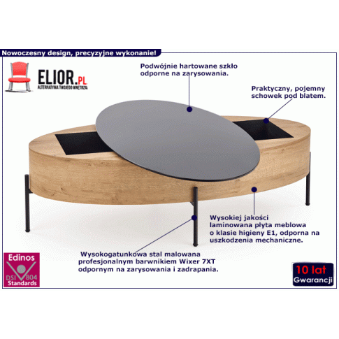 Zdjęcie industrialna ława ze szklanym blatem Desper | Edinos.pl