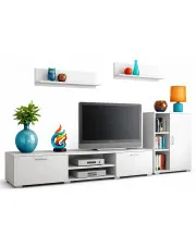 Komplet białych mebli do salonu, meblościanka - Armo 6X w sklepie Edinos.pl