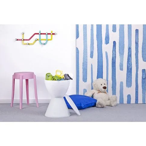 Zdjęcie designerski okrągły różowy taboret Lionax | Edinos.pl