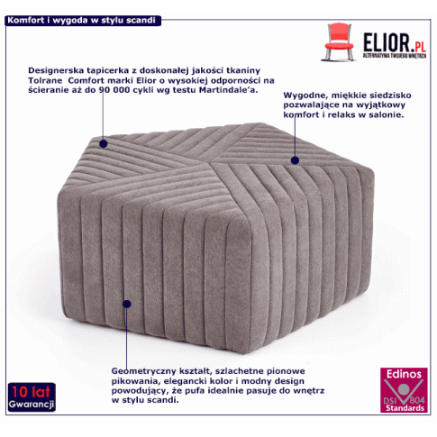 Zdjęcie popielata pufa do salonu Brewis | Edinos.pl