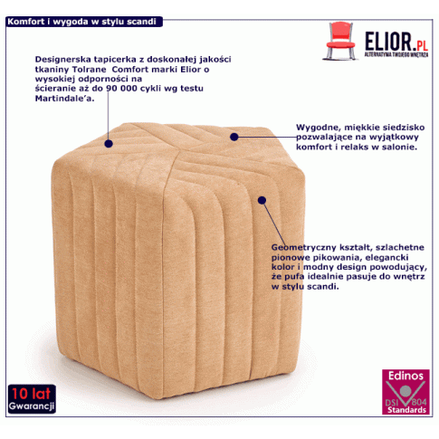 Fotografia Pufa pikowana Brewis 2X - beżowa z kategorii Pufy