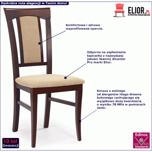 Fotografia Krzesło drewniane Ulevis - ciemny orzech z kategorii Krzesła drewniane