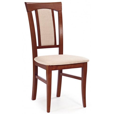 Zdjęcie produktu Krzesło drewniane tapicerowane Rumer - czereśnia antyczna.