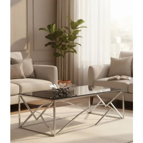 Szklana ława w stylu glamour Goldea 2X   Srebrna