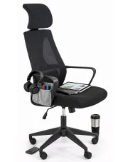 Ergonomiczny czarny fotel biurowy obrotowy - Tubai w sklepie Edinos.pl