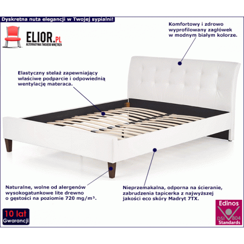 Fotografia Łóżko pikowane Nuvio 180x200 - białe z kategorii Łóżka tapicerowane