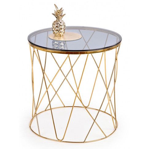 Zdjęcie produktu Złoty okrągły szklany stolik kawowy - Hybris.