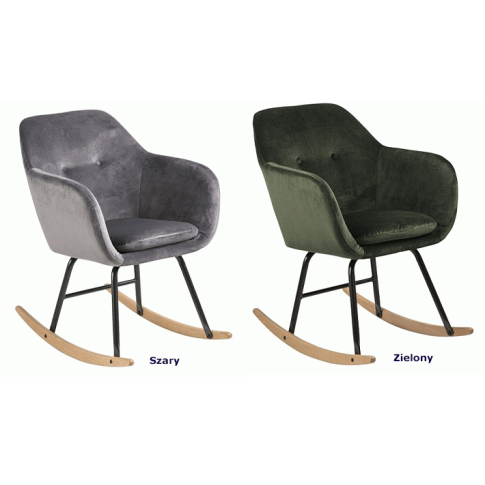 Zdjęcie bujany fotel Walma szary welurowy glamour | Edinos.pl