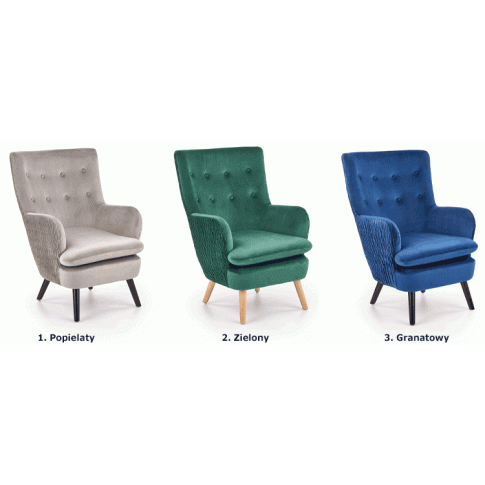 Szczegółowe zdjęcie nr 5 produktu Zielony fotel wypoczynkowy do pokoju - Garola