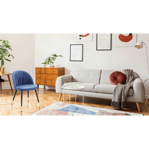 Zdjęcie glamour krzesło Brivo niebieskie welwetowe | Edinos.pl