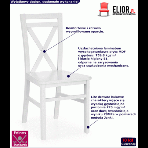 Fotografia Białe krzesło skandynawskie - Dario z kategorii Krzesła drewniane