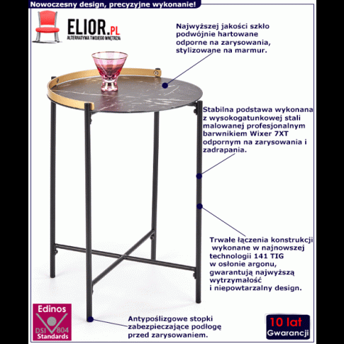 Fotografia Marmurkowy stolik kawowy Tasumi - Czarny z kategorii Salon