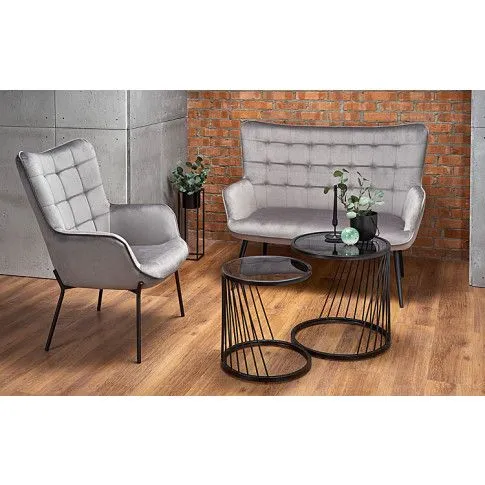 Zdjęcie sofa industrialna Zefir 4X popielata | Edinos.pl