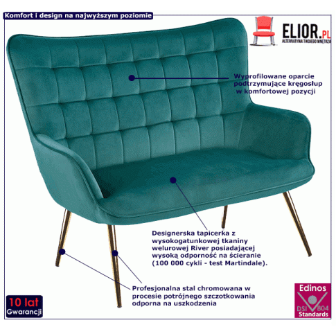 Fotografia Sofa w stylu glamour Adis 5X - ciemna zieleń z kategorii Kanapy i sofy