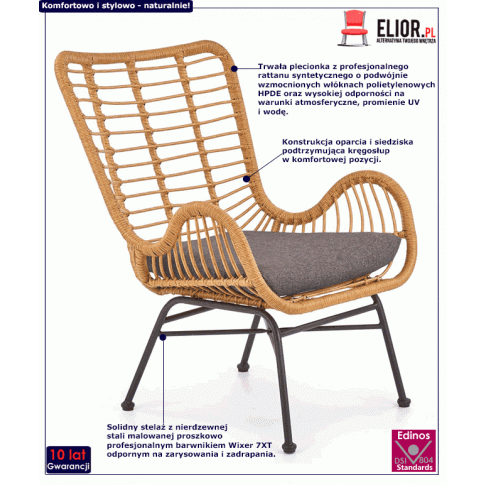 Fotografia Rattanowy fotel do pokoju - Jetrus z kategorii Fotele