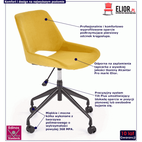 Fotografia Młodzieżowy fotel tapicerowany do biurka Victoria- musztardowy z kategorii Siedziska dla dzieci i młodzieży