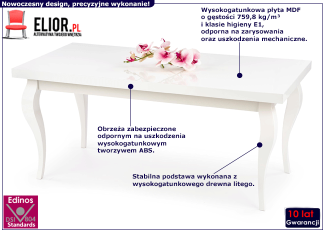 Biała ława w stylu romantycznym Faron