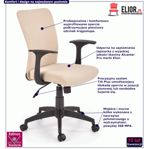 Fotografia Młodzieżowy fotel do biurka Marix - beżowy z kategorii Siedziska dla dzieci i młodzieży