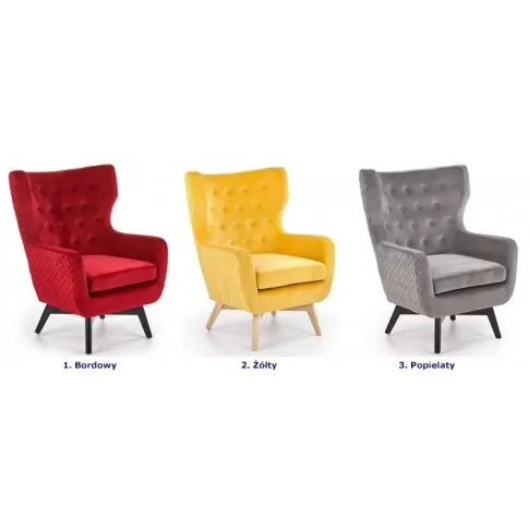 Szczegółowe zdjęcie nr 5 produktu Fotel uszak welurowy Xoda - bordowy