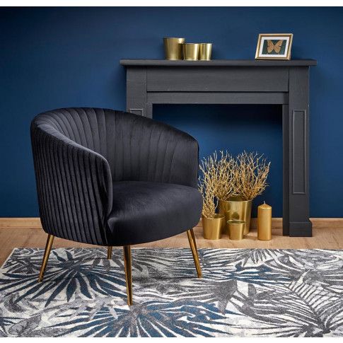Szczegółowe zdjęcie nr 4 produktu Czarny kubełkowy stylowy fotel muszelka - Royal
