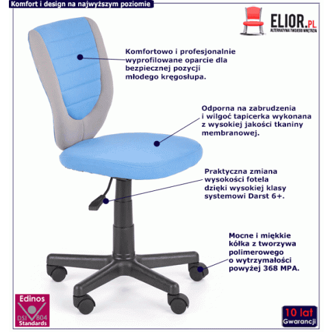 Fotografia Fotel dziecięcy obrotowy Favisa - niebieski + popiel z kategorii Siedziska dla dzieci i młodzieży