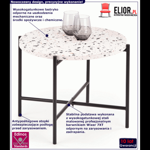 Fotografia Stolik kawowy z okrągłym blatem lastryko Loride z kategorii Salon