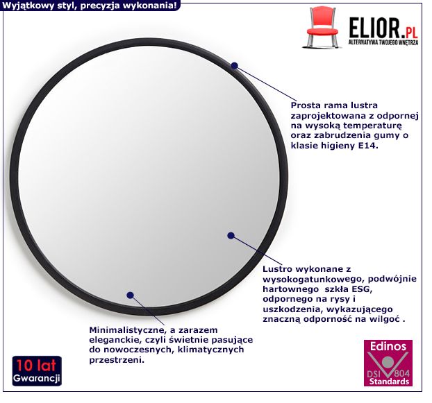 Minimalistyczne lustro Onda - czarne