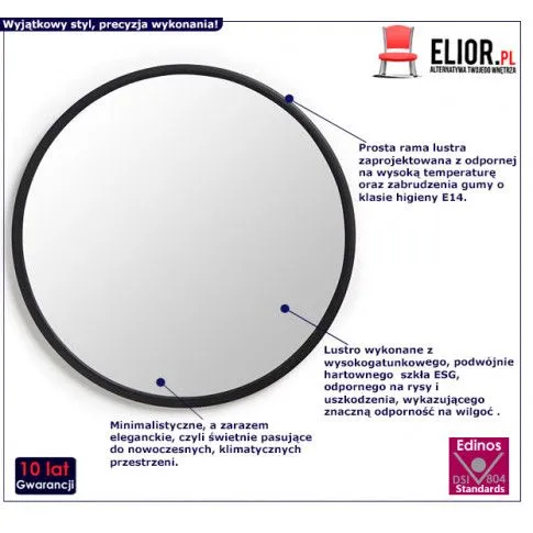 Fotografia Loftowe lustro Onda - czarne z kategorii Łazienka