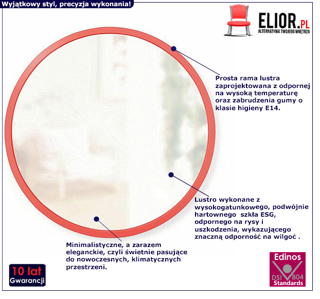 Czerwone lustro Onda - eleganckie