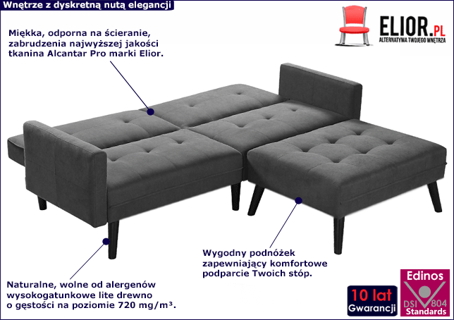 Popielata sofa Lanila.